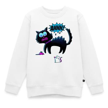 Katze erschrickt vor Maus - Kinder Premium Organic Sweatshirt - Weiß - Vorne - AI Model Kid Male (0cm)