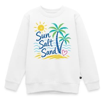 Sable de sel au soleil – Motif de palmiers de plage d’été - Sweat Premium enfant bio - blanc - Devant - AI Model Kid Male (0cm)