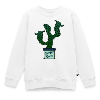 Surfer Surfing Kaktus - Kinder Premium Organic Sweatshirt - Weiß - Vorne - AI Model Kid Male (0cm)