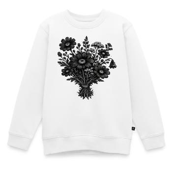 Botanique de linogravure vintage des fleurs sauvages - Sweat Premium enfant bio - blanc - Devant - AI Model Kid Male (0cm)