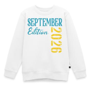 Naissance du bébé en septembre 2026 - Sweat Premium enfant bio - blanc - Devant - AI Model Kid Male (0cm)