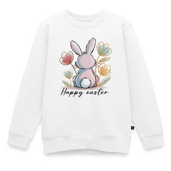 Joyeux lapin de Pâques - Sweat Premium enfant bio - blanc - Devant - AI Model Kid Male (0cm)