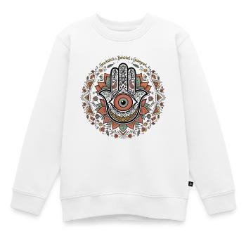 Geschützt Behütet Gesegnet Bunt Hamsa - Kinder Premium Organic Sweatshirt - Weiß - Vorne - AI Model Kid Male (0cm)
