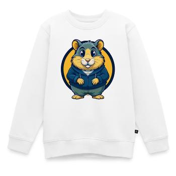 Hamster Kawaii Maskottchen Cartoon Clipart Logo Abzeichen - Kinder Premium Organic Sweatshirt - Weiß - Vorne - AI Model Kid Male (0cm)
