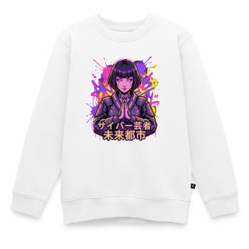Cyber Geisha im Neonstadt - Kinder Premium Organic Sweatshirt - Weiß - Vorne - AI Model Kid Male (0cm)