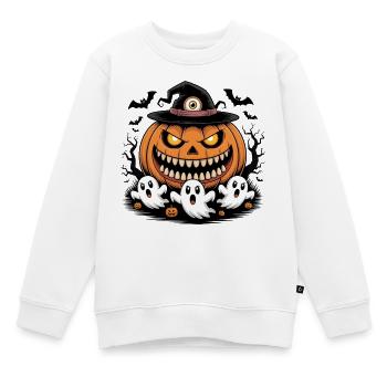 Halloween Kürbis Geister - Kinder Premium Organic Sweatshirt - Weiß - Vorne - AI Model Kid Male (0cm)