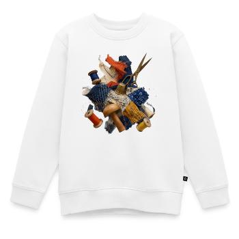 Art de la réparation visible - Sweat Premium enfant bio - blanc - Devant - AI Model Kid Male (0cm)