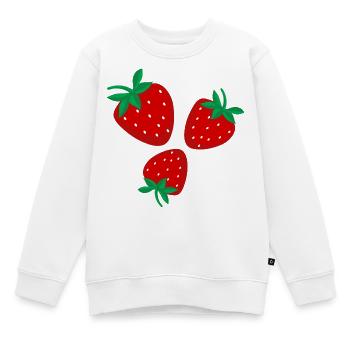 Trois fraises rouge vif - Sweat Premium enfant bio - blanc - Devant - AI Model Kid Male (0cm)