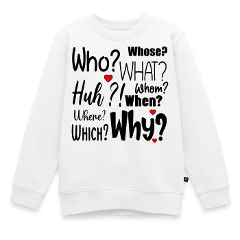 Questions d’anglais - Sweat Premium enfant bio - blanc - Devant - AI Model Kid Male (0cm)