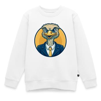 Strauß-Kawaii-Maskottchen-Cartoon-Clipart-Logo-Abzeichen - Kinder Premium Organic Sweatshirt - Weiß - Vorne - AI Model Kid Male (0cm)