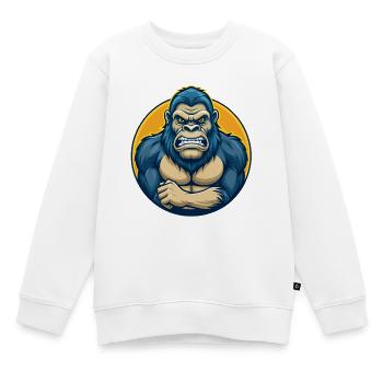 Gorilla Kawaii Maskottchen Cartoon Clipart Logo Abzeichen - Kinder Premium Organic Sweatshirt - Weiß - Vorne - AI Model Kid Male (0cm)