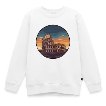 Romer Kolosseum Sonnenuntergangs-Rundaufkleber - Kinder Premium Organic Sweatshirt - Weiß - Vorne - AI Model Kid Male (0cm)