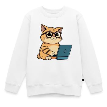 Coding Cat - Kinder Premium Organic Sweatshirt - Weiß - Vorne - AI Model Kid Male (0cm)