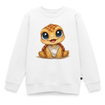 Kuschel Turtle mit großen Augen - Kinder Premium Organic Sweatshirt - Weiß - Vorne - AI Model Kid Male (0cm)