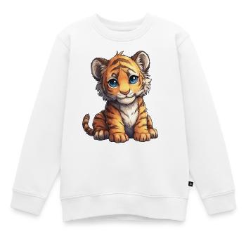 Kuschel Tiger Junges - Kinder Premium Organic Sweatshirt - Weiß - Vorne - AI Model Kid Male (0cm)