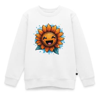 Lächelnde Sonnenblume - Kinder Premium Organic Sweatshirt - Weiß - Vorne - AI Model Kid Male (0cm)