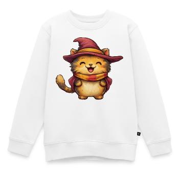 Kuschelkater im Hexenhut - Kinder Premium Organic Sweatshirt - Weiß - Vorne - AI Model Kid Male (0cm)