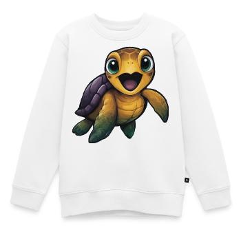 Regenbogen Schildkröte Knuddel - Kinder Premium Organic Sweatshirt - Weiß - Vorne - AI Model Kid Male (0cm)