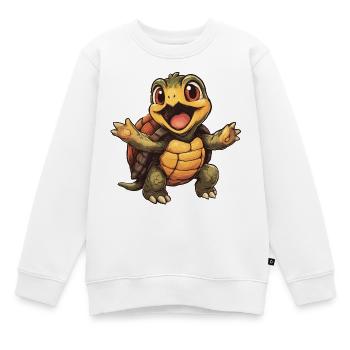 Fröhliche Schildkröte mit offenen Armen - Kinder Premium Organic Sweatshirt - Weiß - Vorne - AI Model Kid Male (0cm)