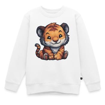 Tiger Jungtier Illustration - Kinder Premium Organic Sweatshirt - Weiß - Vorne - AI Model Kid Male (0cm)