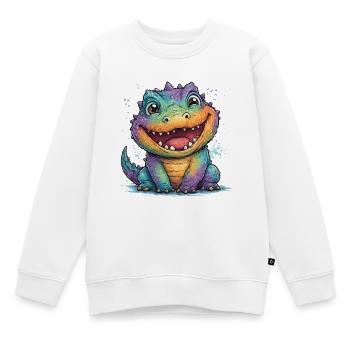 Rainbow Krokodil - Kinder Premium Organic Sweatshirt - Weiß - Vorne - AI Model Kid Male (0cm)