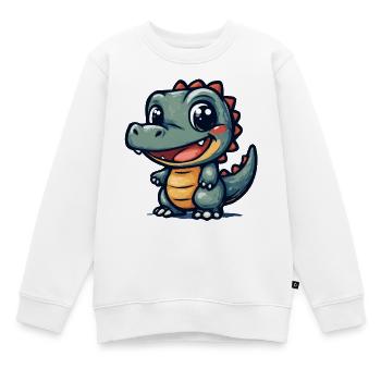 Lustiger Krokodil Dino mit breitem Grinsen - Kinder Premium Organic Sweatshirt - Weiß - Vorne - AI Model Kid Male (0cm)