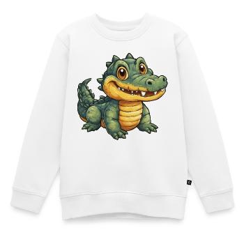 Fröhlicher Krokodil Alligator - Kinder Premium Organic Sweatshirt - Weiß - Vorne - AI Model Kid Male (0cm)