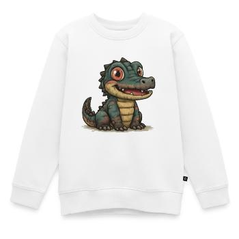 Krokodil-Dino für Kinderkollektion - Kinder Premium Organic Sweatshirt - Weiß - Vorne - AI Model Kid Male (0cm)