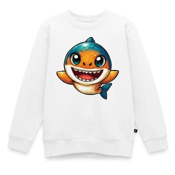 Lachender Hai Cartoon - Kinder Premium Organic Sweatshirt - Weiß - Vorne - AI Model Kid Male (0cm)