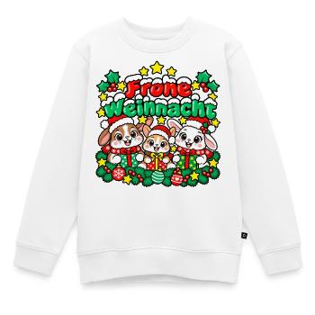 Frohe Weihnachten Kuschelhasen Trio - Kinder Premium Organic Sweatshirt - Weiß - Vorne - AI Model Kid Male (0cm)