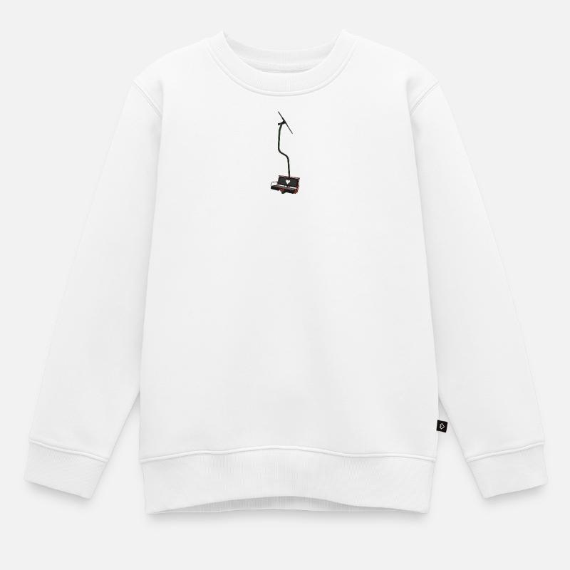 Télésiège double - rouge, vert, noir, coeur - Sweat Premium enfant bio - blanc