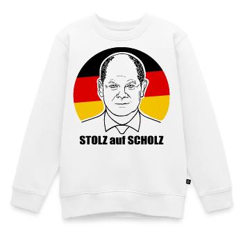 stolz auf Scholz, Bundeskanzler, Deutschland Shirt - Kinder Premium Organic Sweatshirt - Weiß - Vorne - AI Model Kid Male (0cm)