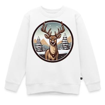 Hirsch im Winter - Kinder Premium Organic Sweatshirt - Weiß - Vorne - AI Model Kid Male (0cm)
