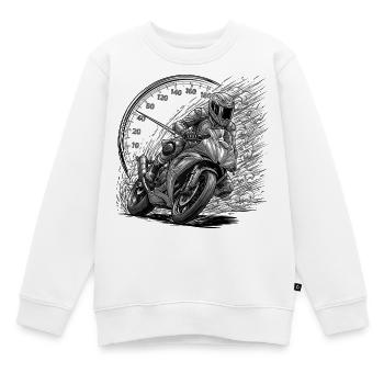 Biker, der von Geschwindigkeit angetrieben wird - Kinder Premium Organic Sweatshirt - Weiß - Vorne - AI Model Kid Male (0cm)