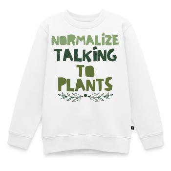 Normalisiere das Gespräch mit Pflanzen - Kinder Premium Organic Sweatshirt - Weiß - Vorne - AI Model Kid Male (0cm)