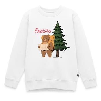 Entdecken Sie Camping Shirt – Bär im Wald - Kinder Premium Organic Sweatshirt - Weiß - Vorne - AI Model Kid Male (0cm)
