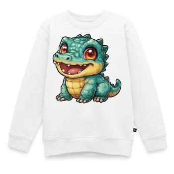 Fröhlicher Krokodil Dino mit großen Augen - Kinder Premium Organic Sweatshirt - Weiß - Vorne - AI Model Kid Male (0cm)