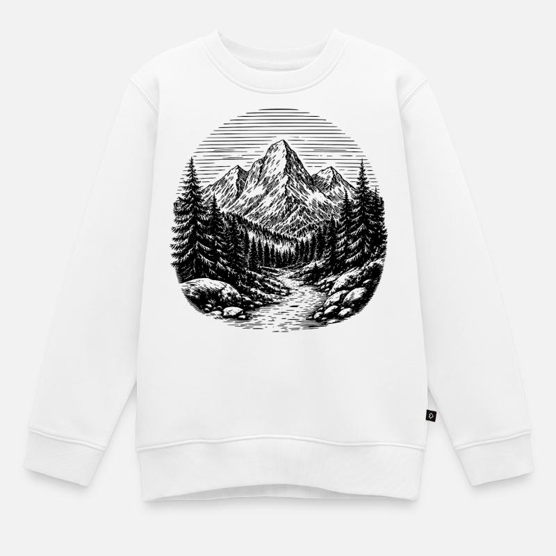 Chemin à travers la forêt - Sweat Premium enfant bio - blanc
