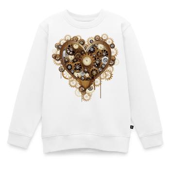 Machine à horlogerie rétro steampunk Heart Love - Sweat Premium enfant bio - blanc - Devant - AI Model Kid Male (0cm)