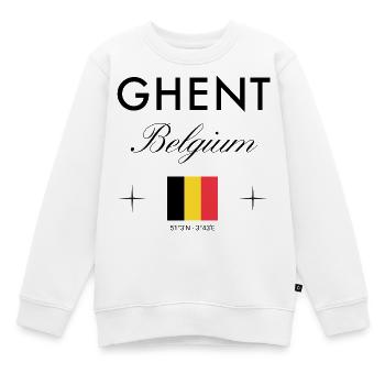 Gent Belgien Koordinaten Reise Souvenir - Kinder Premium Organic Sweatshirt - Weiß - Vorne - AI Model Kid Male (0cm)