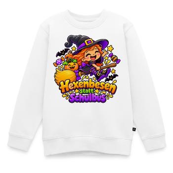 Hexenbesen statt Schulbus - Kinder Premium Organic Sweatshirt - Weiß - Vorne - AI Model Kid Male (0cm)