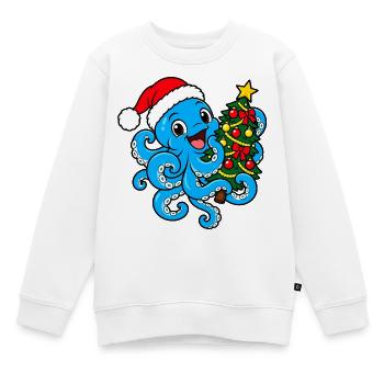 Weihnachts Oktopus - Kinder Premium Organic Sweatshirt - Weiß - Vorne - AI Model Kid Male (0cm)