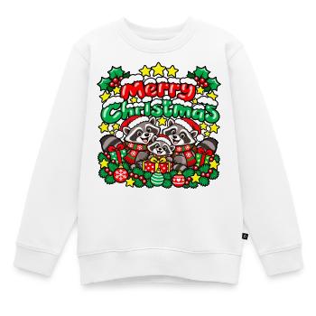 Raccoons Christmas Cheer Trio - Kinder Premium Organic Sweatshirt - Weiß - Vorne - AI Model Kid Male (0cm)