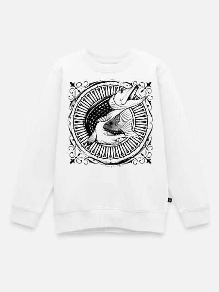 Fisch - Fischer - Fischen - Fischerei - Hecht - Kinder Premium Organic Sweatshirt - Weiß