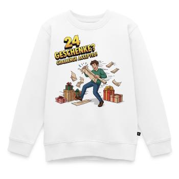 24 Geschenke? Challenge Accepted ! - Kinder Premium Organic Sweatshirt - Weiß - Vorne - AI Model Kid Male (0cm)