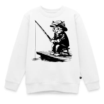 Lustige Angelkatze – Hobby-Angeldesign - Kinder Premium Organic Sweatshirt - Weiß - Vorne - AI Model Kid Male (0cm)