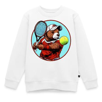 Bären Tennisspieler / Tennis Bär - Kinder Premium Organic Sweatshirt - Weiß - Vorne - AI Model Kid Male (0cm)