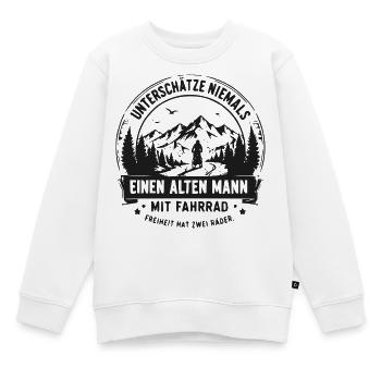 Alter Mann mit Fahrrad – Abenteuerszene - Kinder Premium Organic Sweatshirt - Weiß - Vorne - AI Model Kid Male (0cm)