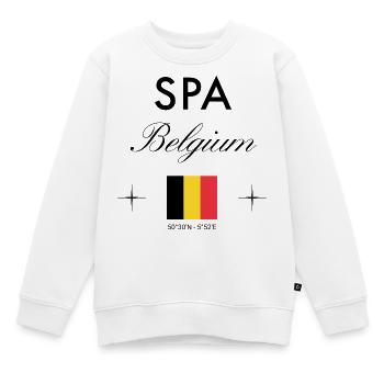 Spa Belgien Koordinaten Reise Souvenir - Kinder Premium Organic Sweatshirt - Weiß - Vorne - AI Model Kid Male (0cm)
