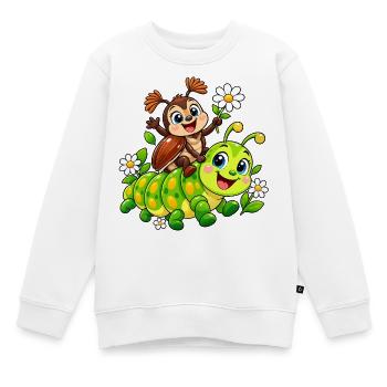 Maikäfer auf Raupe - Kinder Premium Organic Sweatshirt - Weiß - Vorne - AI Model Kid Male (0cm)
